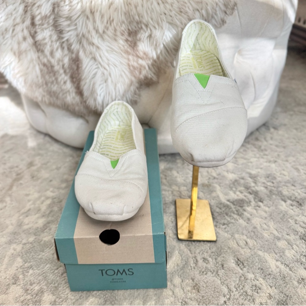 Toms White&Green Slip on Alpargata